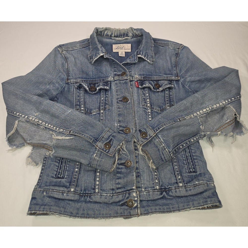 Distressed Denim Jacket Women's Size S/P Light Wash – Indonesia